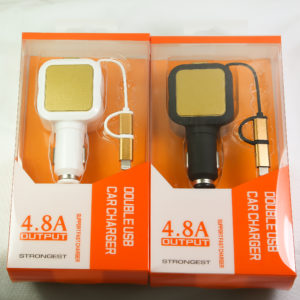 Two USB port with iphone and V8 head car charger ($15.00) model- (CC-32)
